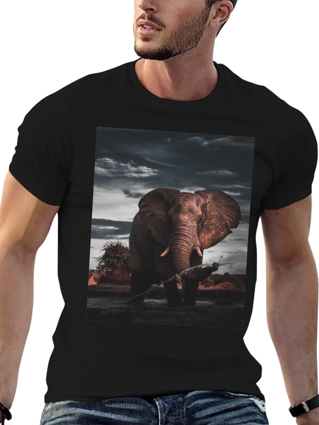 Elephant Graphic Black T-Shirt