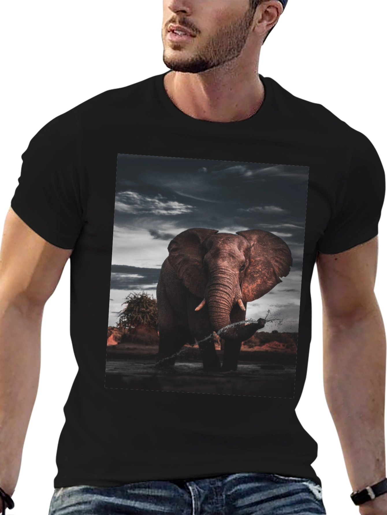 Elephant Graphic Black T-Shirt
