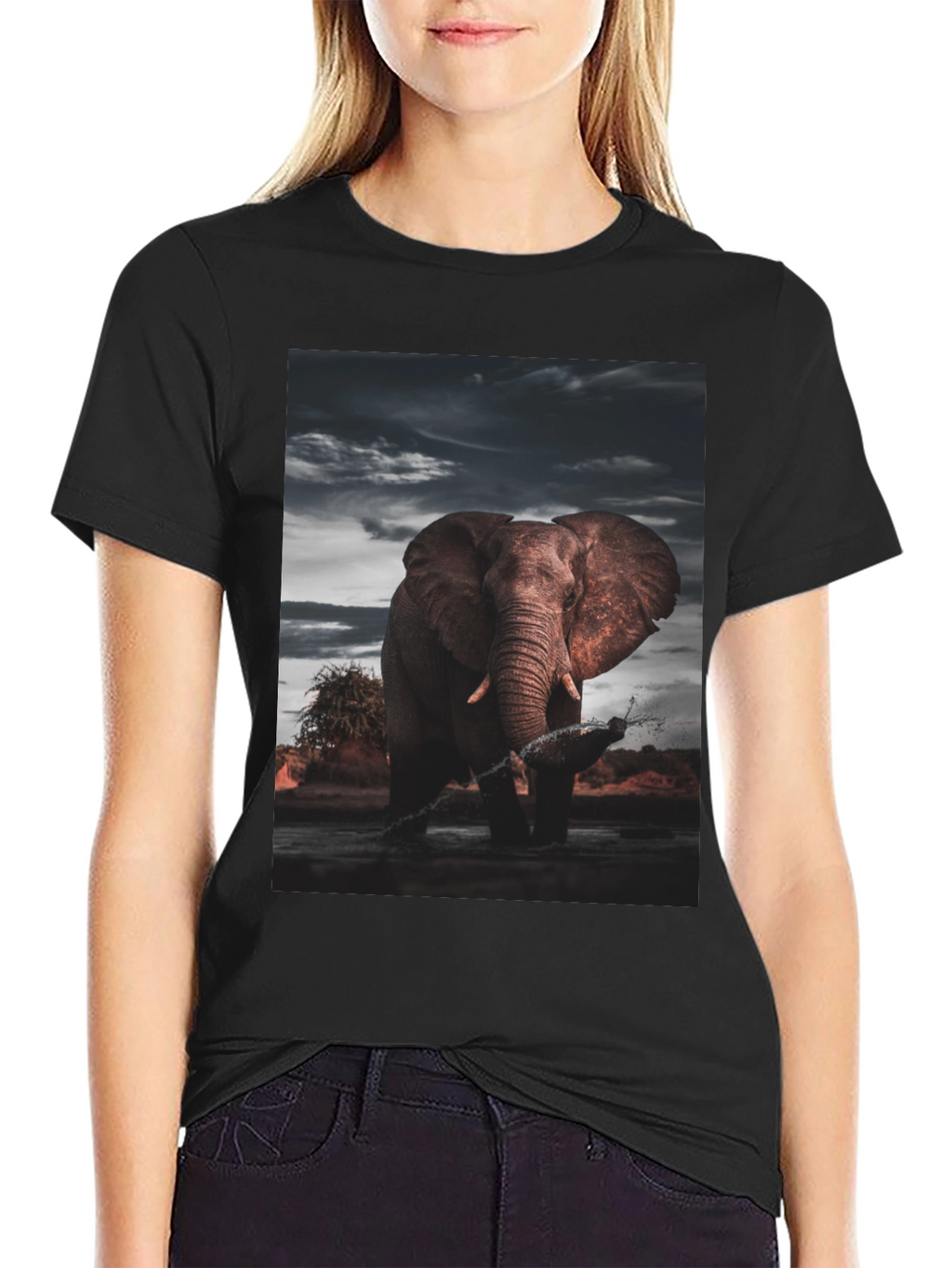 Elephant Graphic Black T-Shirt