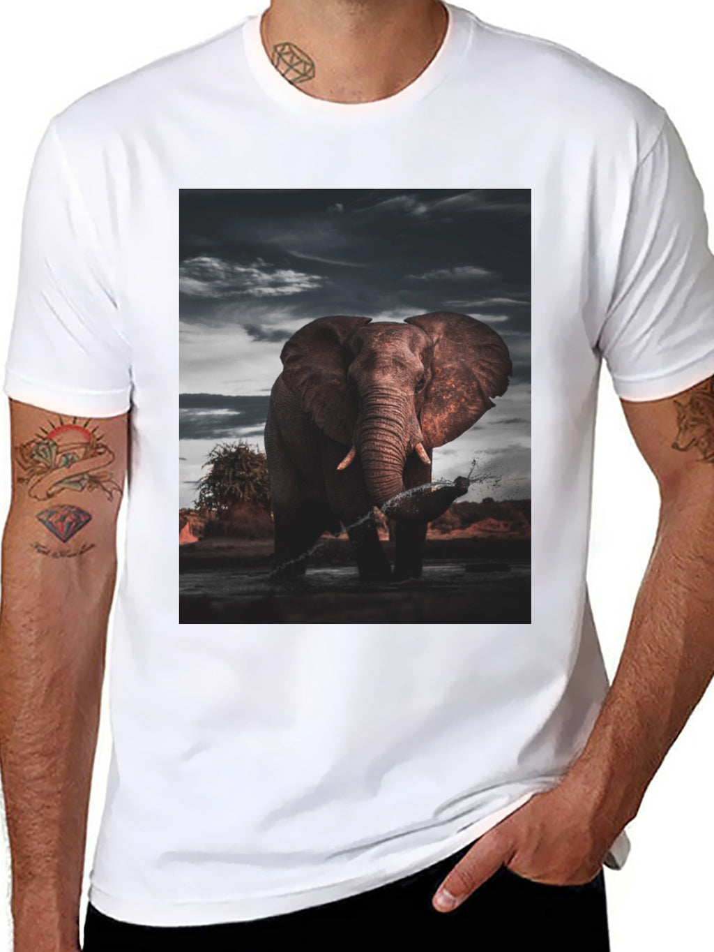 Elephant Graphic Black T-Shirt