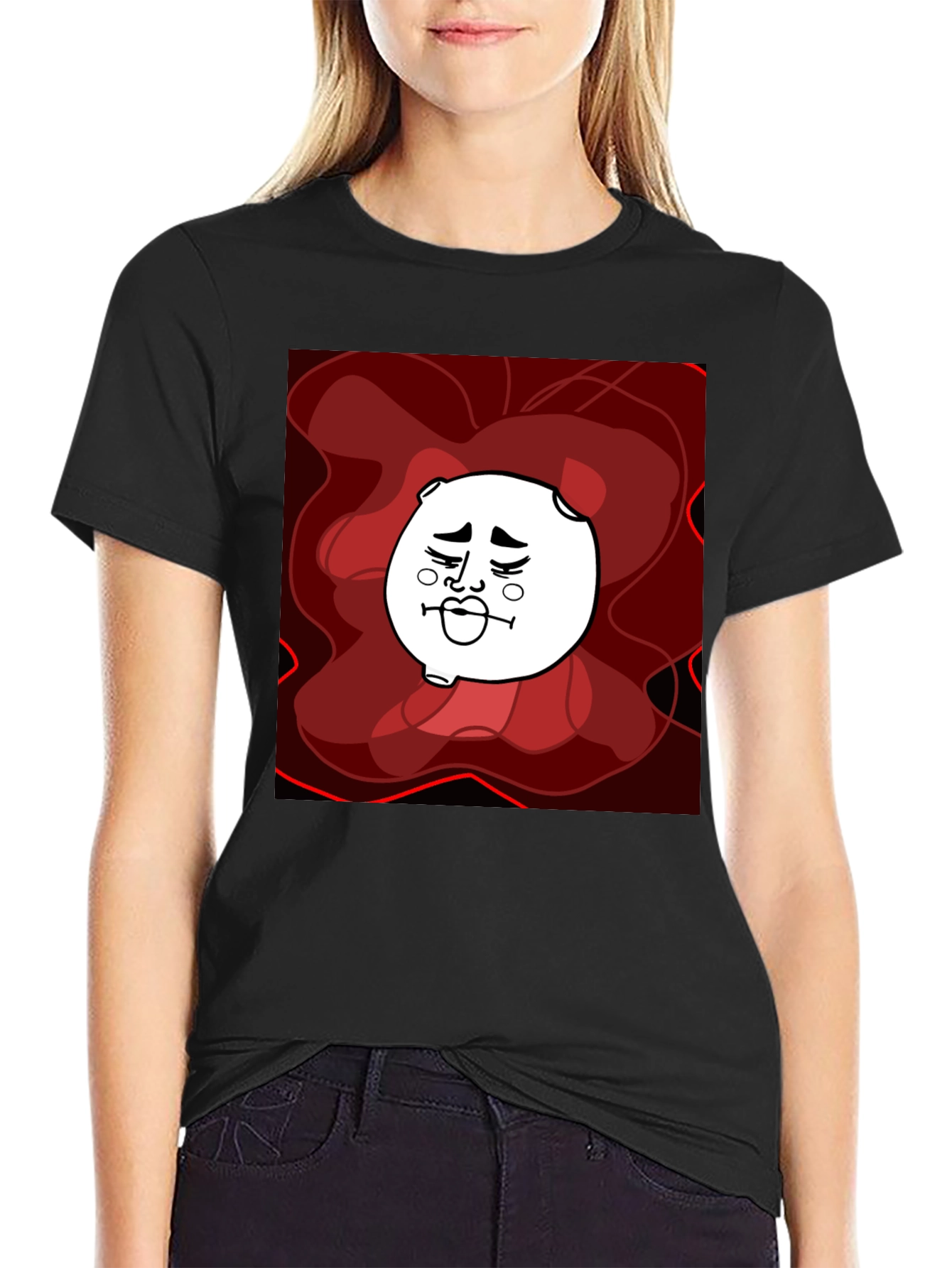 Abstract Cartoon Graphic Tee - Unisex Black T-Shirt
