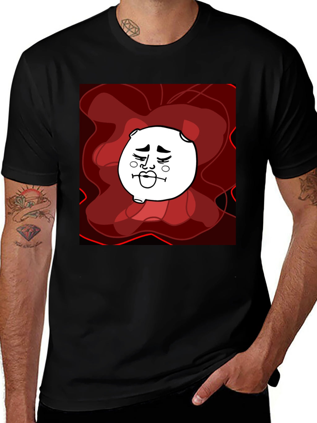 Abstract Cartoon Graphic Tee - Unisex Black T-Shirt