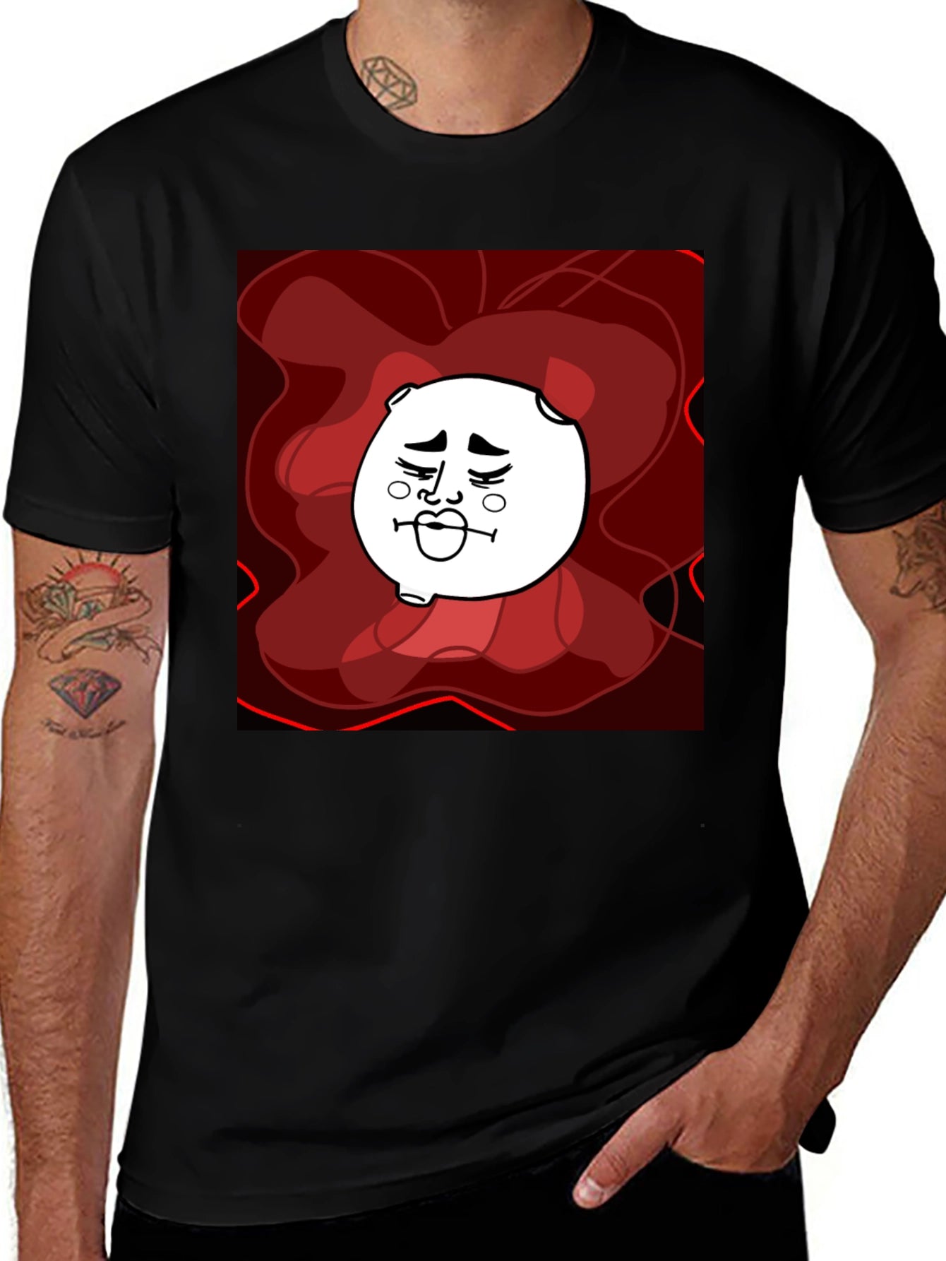 Abstract Cartoon Graphic Tee - Unisex Black T-Shirt