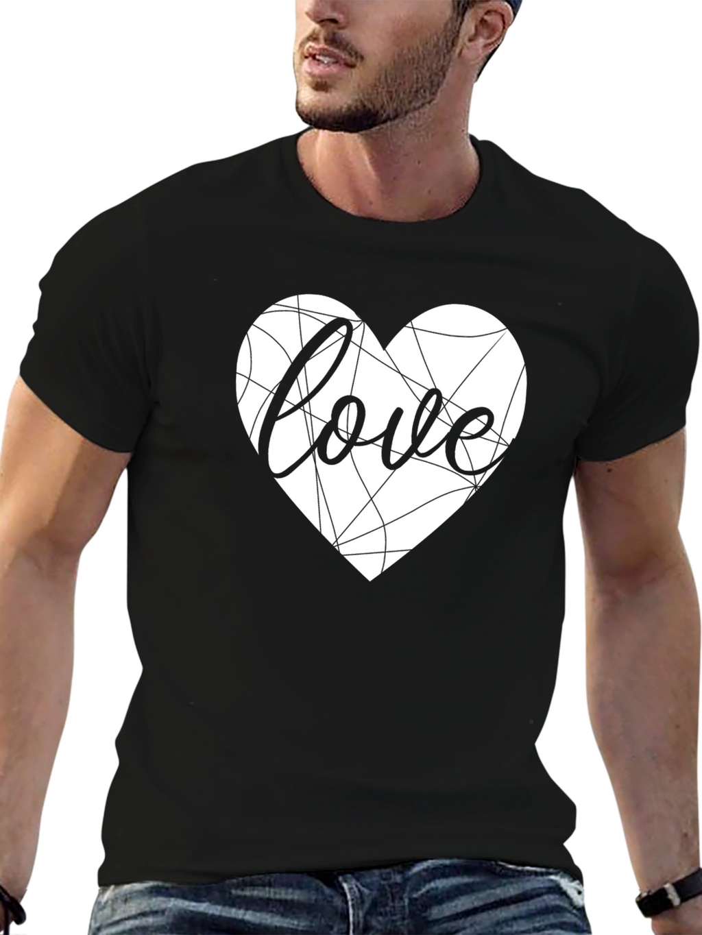 Love Heart Graphic Tee - Stylish Black T-Shirt