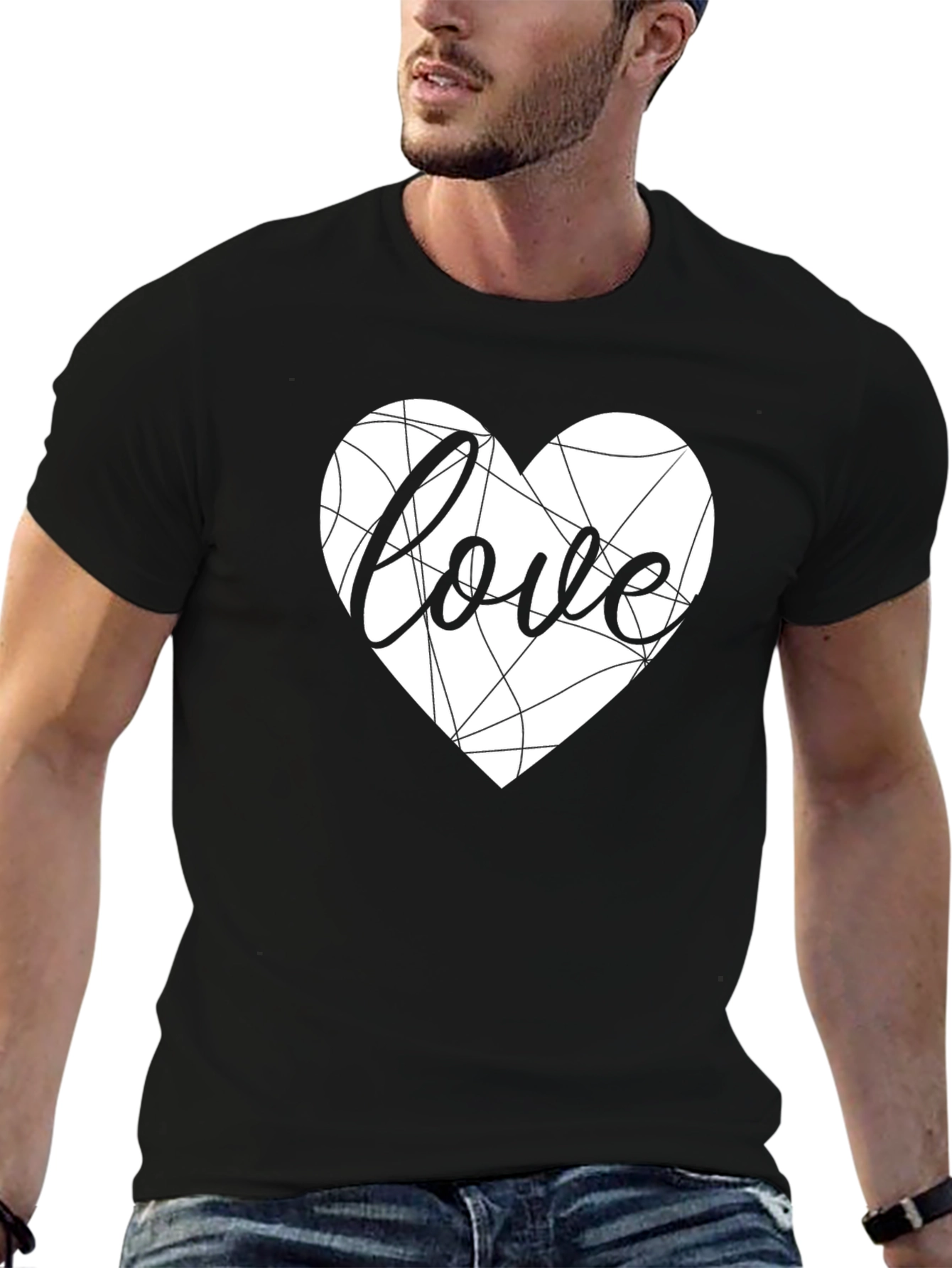 Love Heart Graphic Tee - Stylish Black T-Shirt