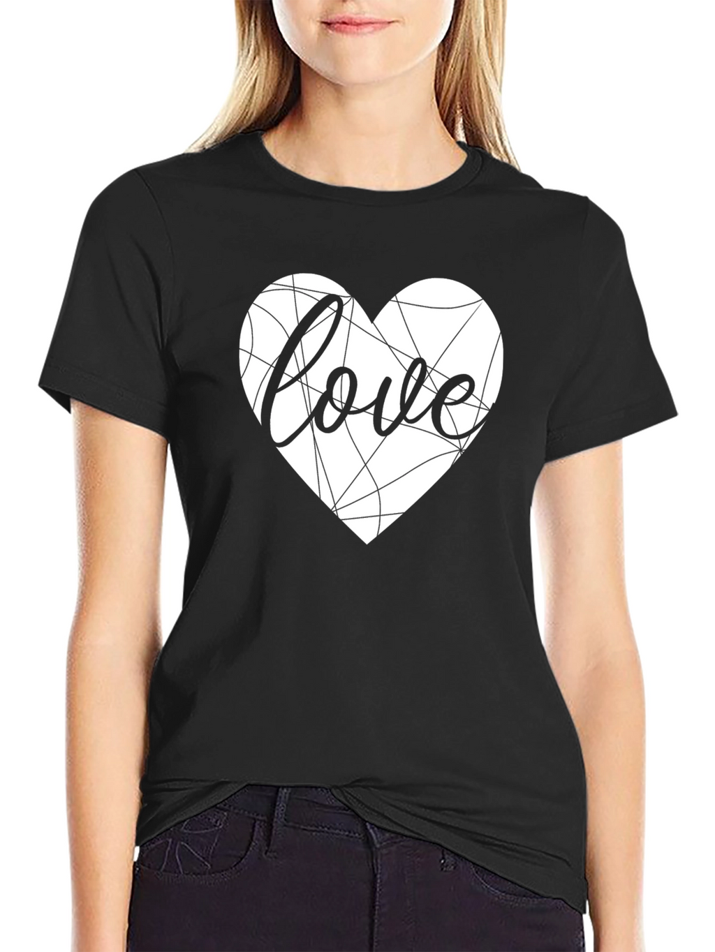 Love Heart Graphic Tee - Stylish Black T-Shirt
