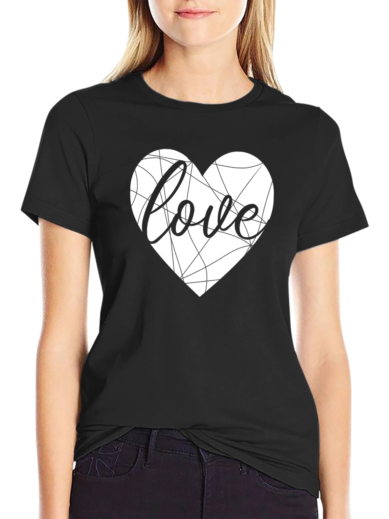 Love Heart Graphic Tee - Stylish Black T-Shirt