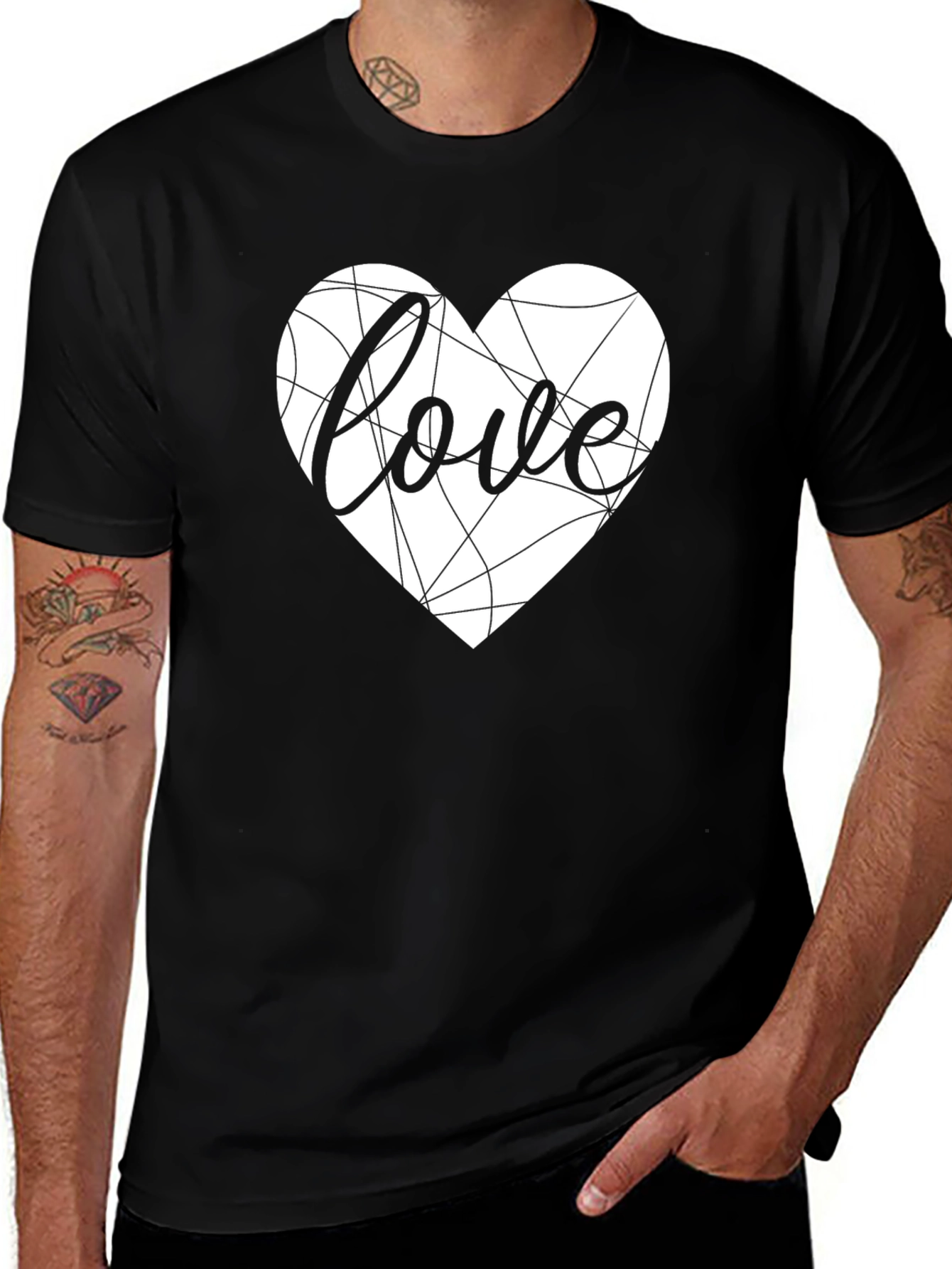 Love Heart Graphic Tee - Stylish Black T-Shirt