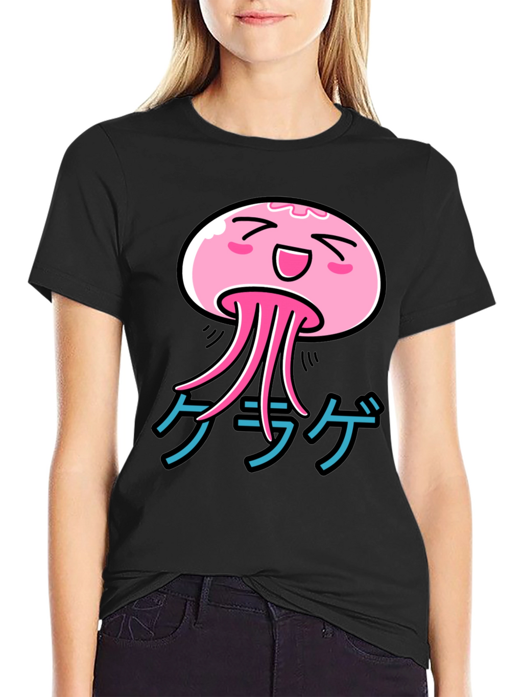Kawaii Jellyfish Graphic Tee - Japanese Katakana Shirt