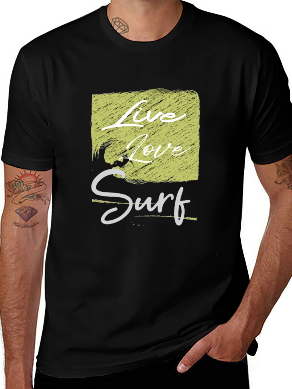 Live Love Surf Graphic Tee - Mens Black T-Shirt