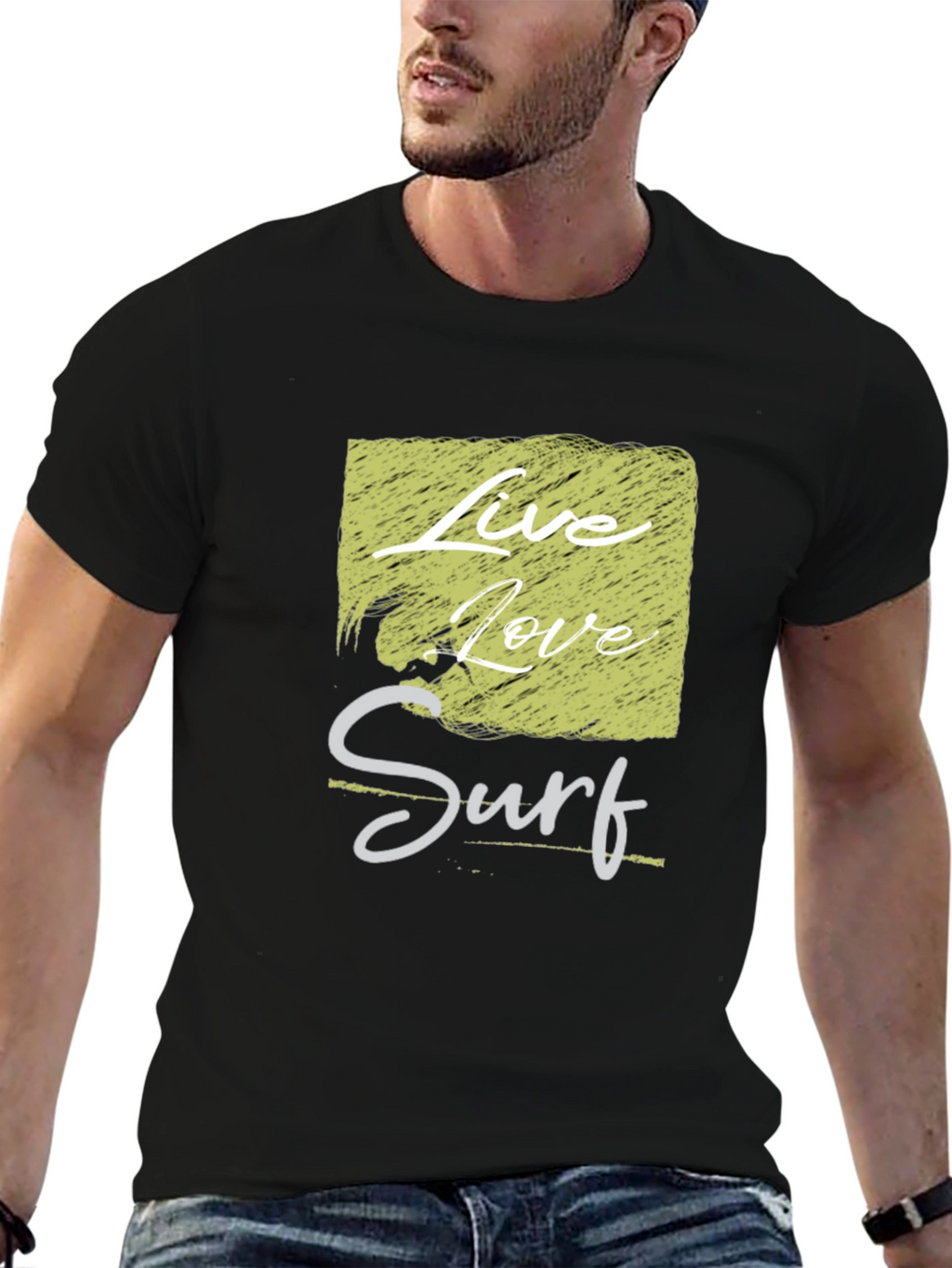Live Love Surf Graphic Tee - Mens Black T-Shirt