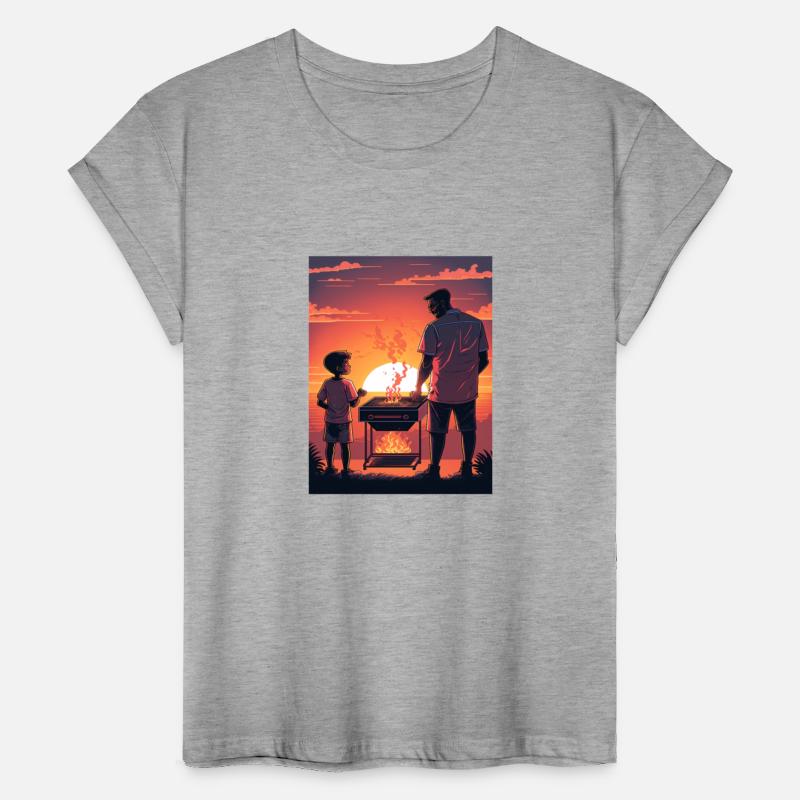Retro Sunset Grill Lover Father and Son Grilling