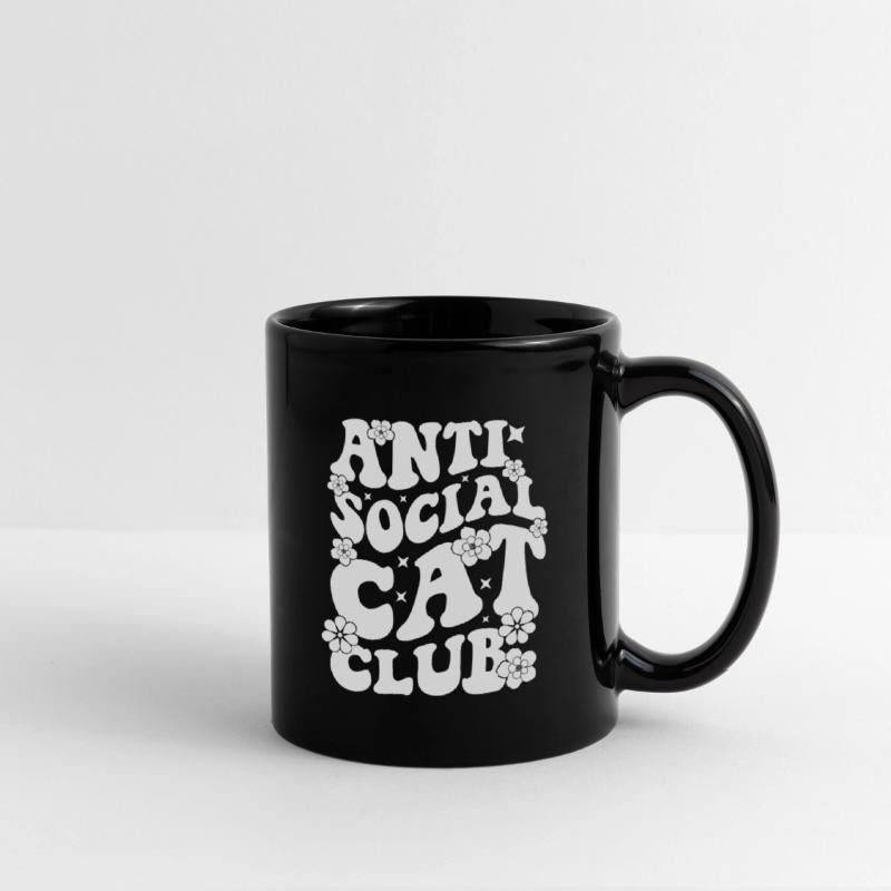 Retro Wavy Anti Cat Club For Black Shirt