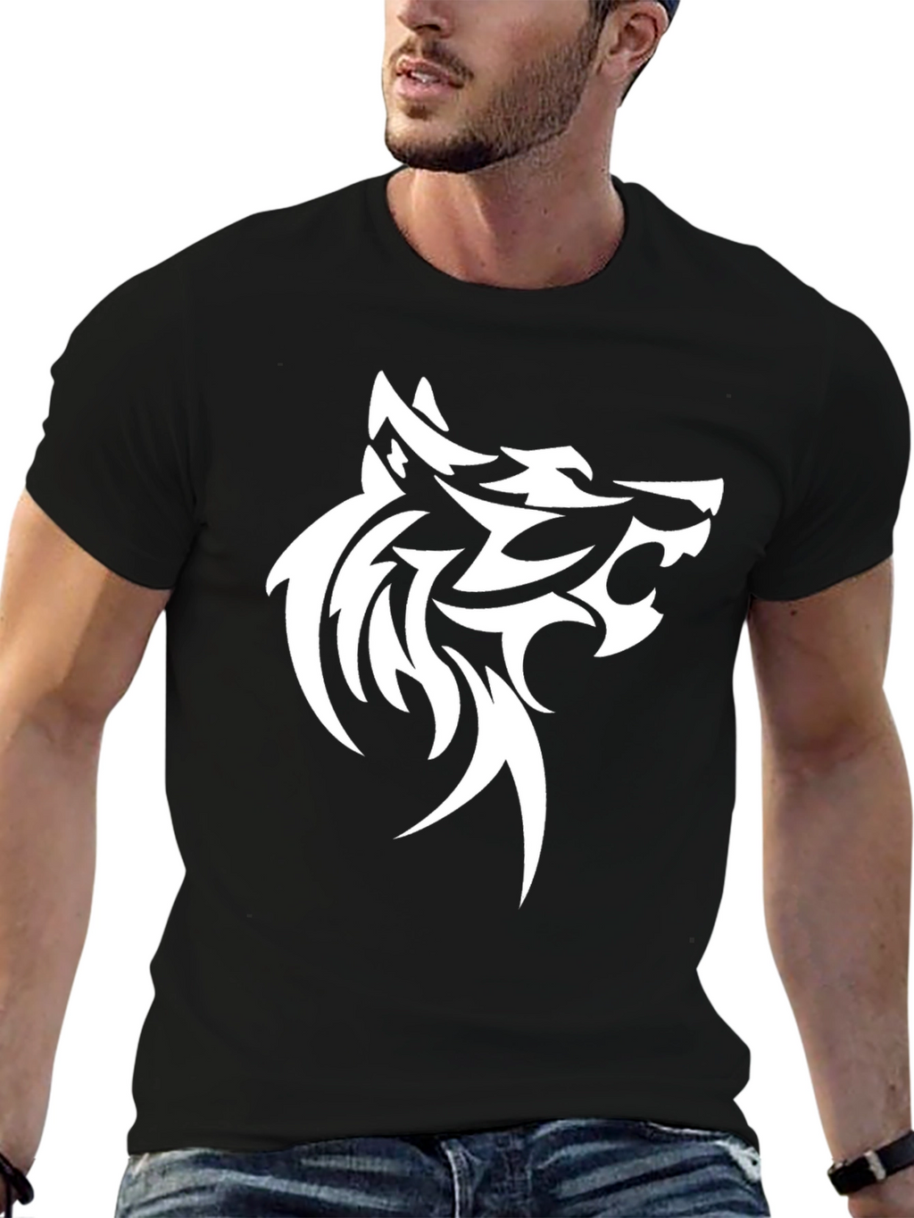 Wolf Graphic Tee - Bold Tribal Design