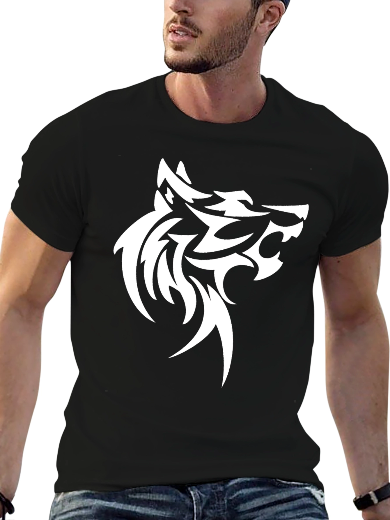 Wolf Graphic Tee - Bold Tribal Design