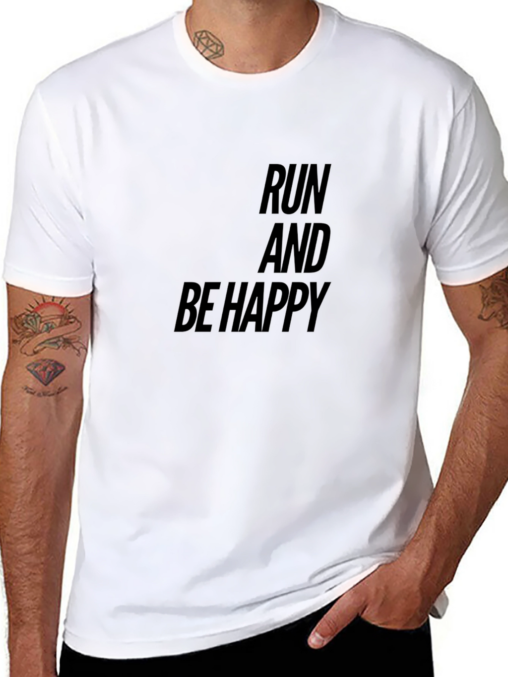 Run and Be Happy Black Graphic Tee