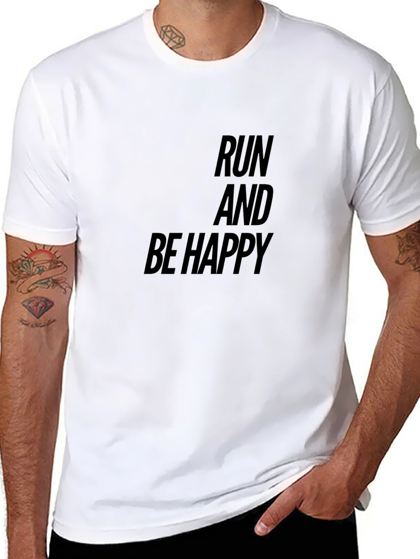 Run and Be Happy Black Graphic Tee