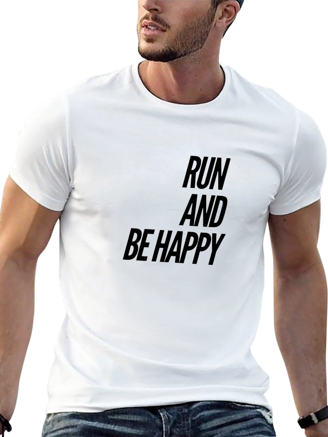 Run and Be Happy Black Graphic Tee