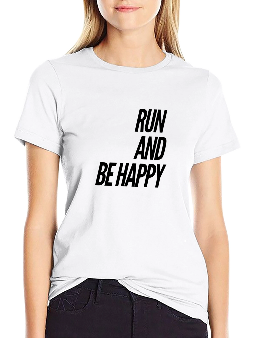 Run and Be Happy Black Graphic Tee