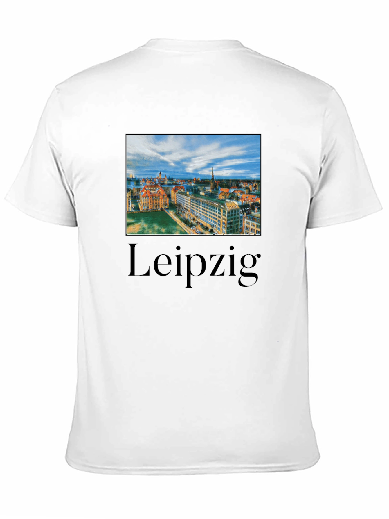 Leipzig Cityscape Graphic Tee - Black Cotton T-Shirt