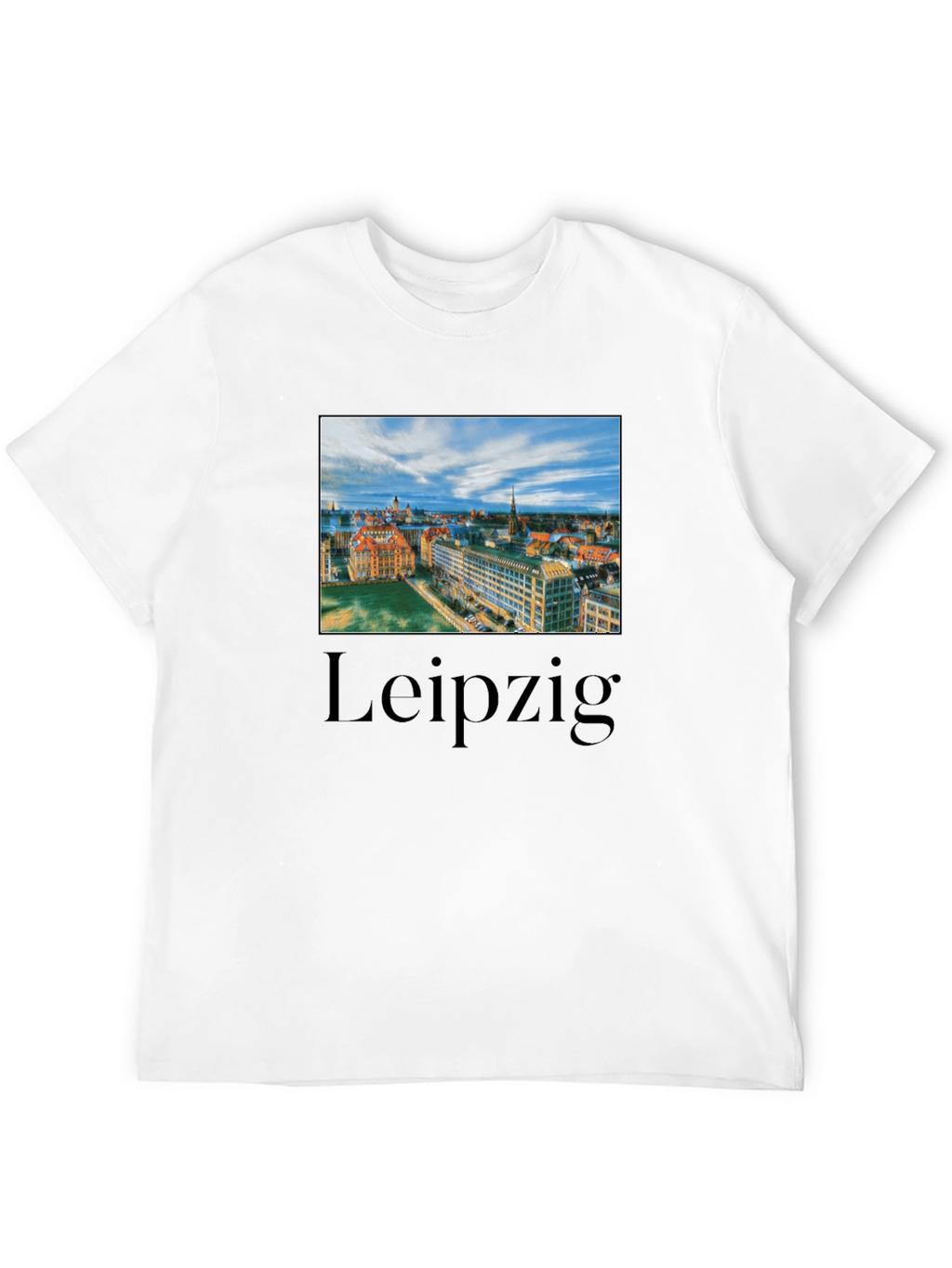 Leipzig Cityscape Graphic Tee - Black Cotton T-Shirt