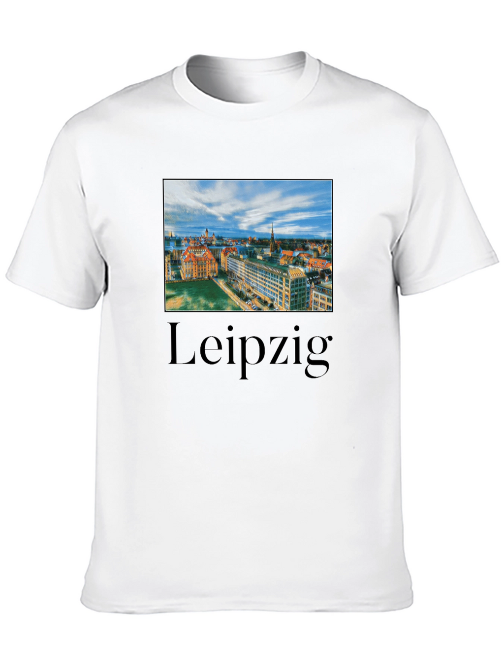 Leipzig Cityscape Graphic Tee - Black Cotton T-Shirt