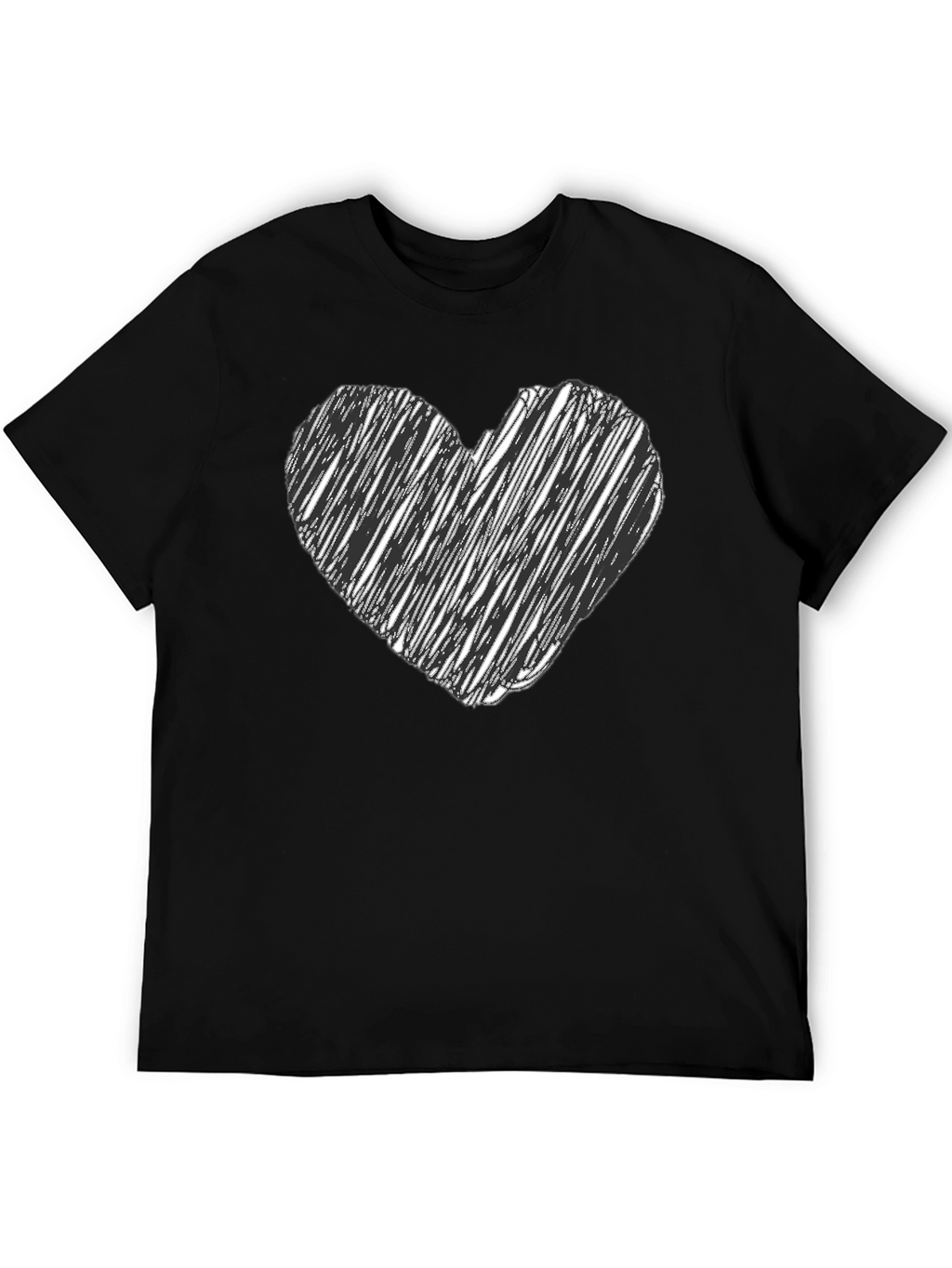 Heart Scribble Tee - Black Unisex Cotton T-Shirt
