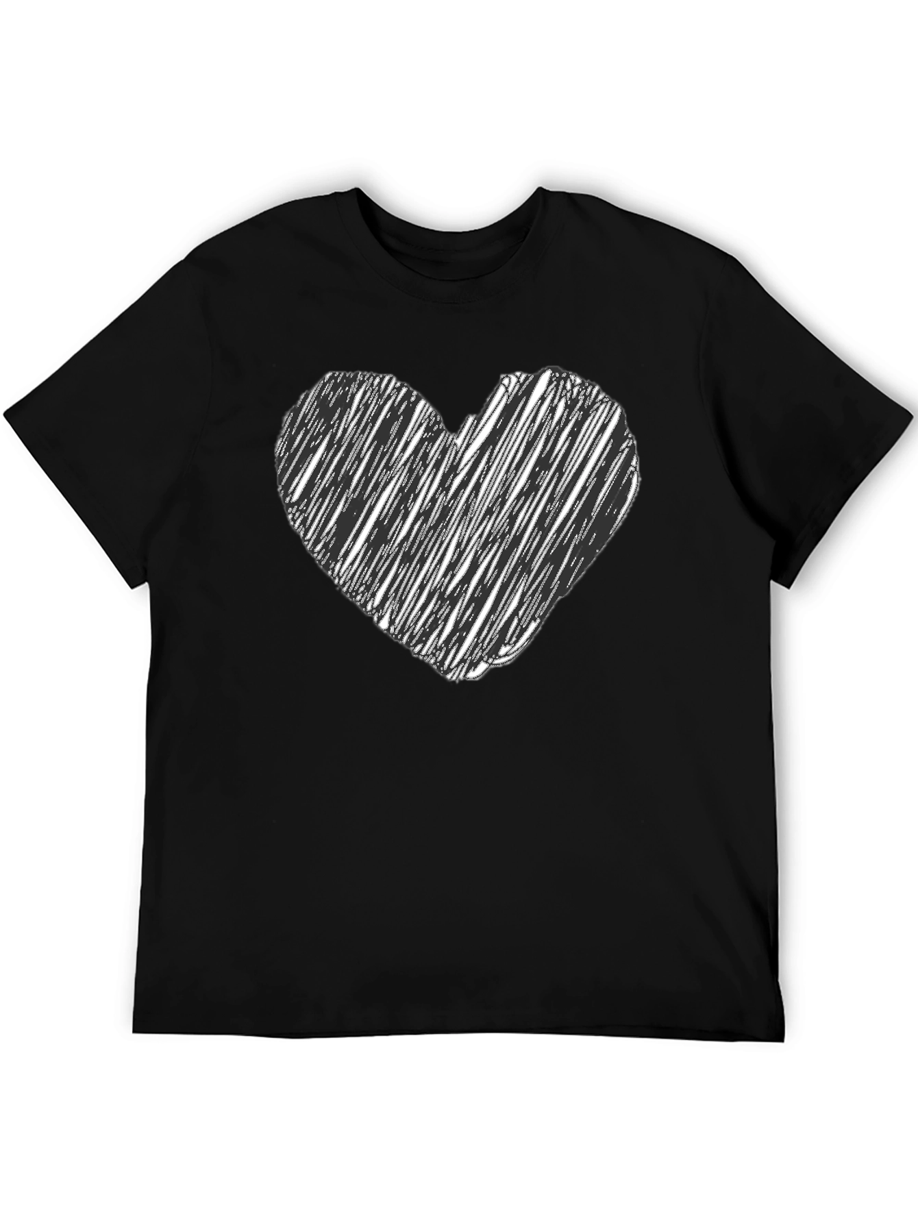 Heart Scribble Tee - Black Unisex Cotton T-Shirt