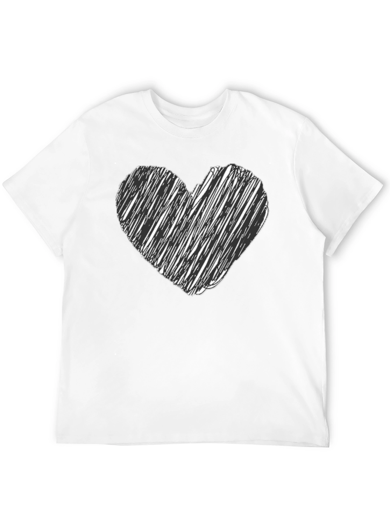 Heart Scribble Tee - Black Unisex Cotton T-Shirt
