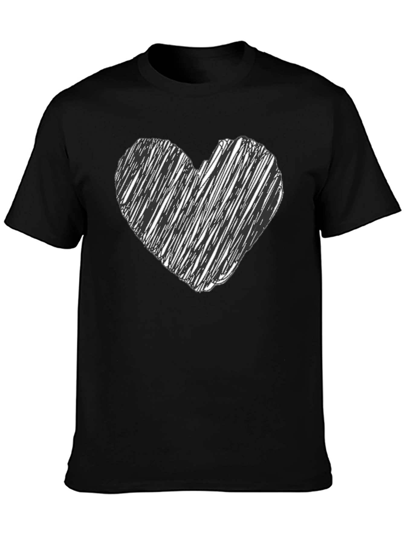 Heart Scribble Tee - Black Unisex Cotton T-Shirt