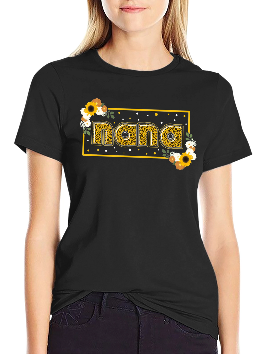 Nana Floral Graphic T-Shirt - Black