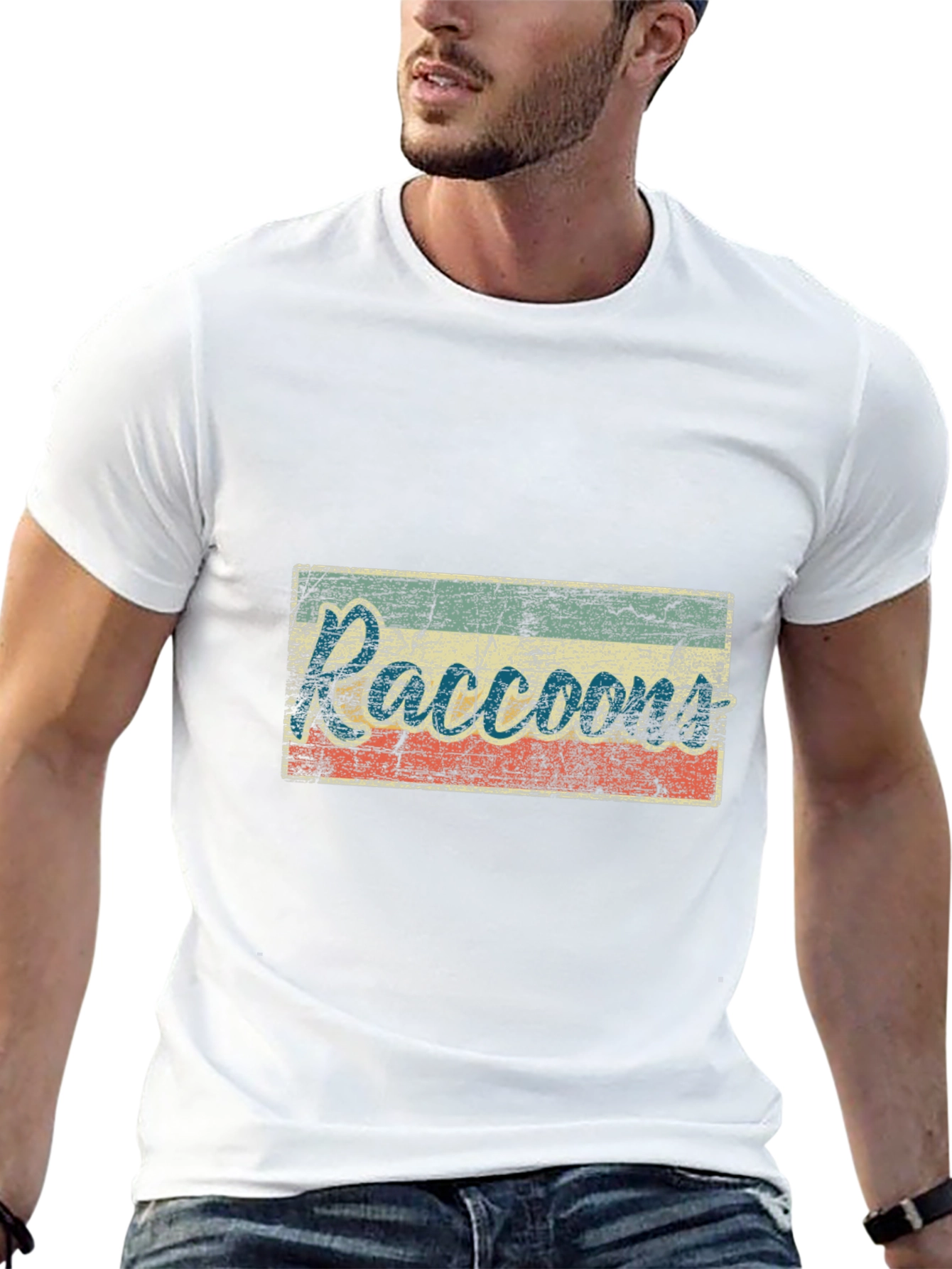 Retro Raccoons Graphic Tee - Distressed Print