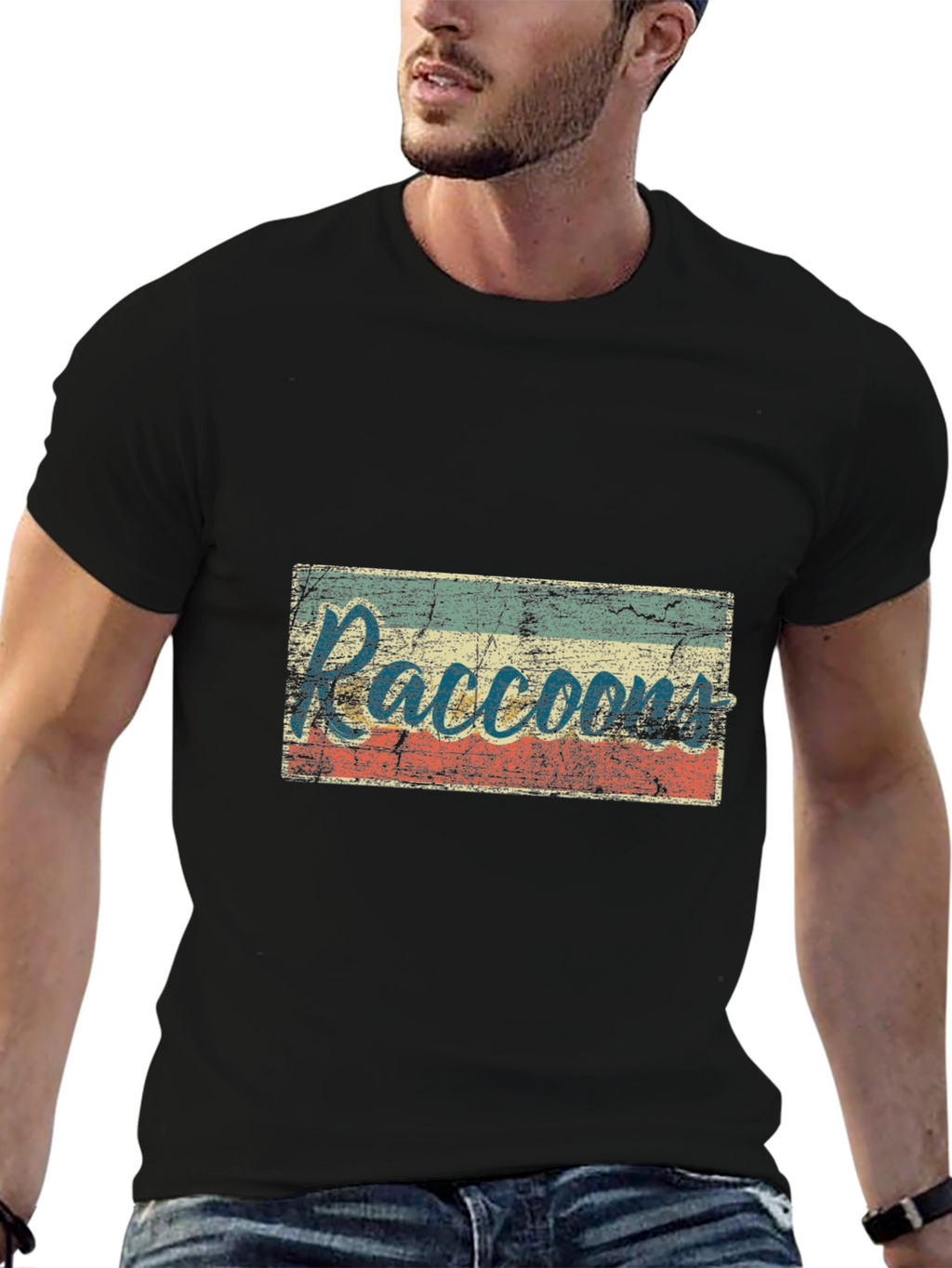 Retro Raccoons Graphic Tee - Distressed Print