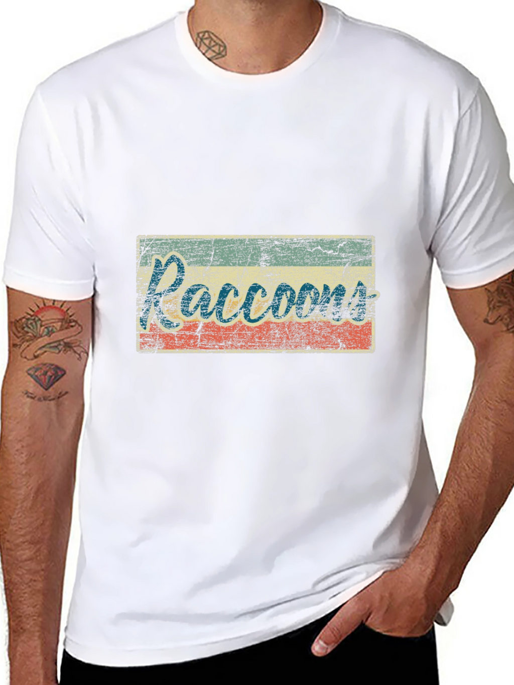 Retro Raccoons Graphic Tee - Distressed Print