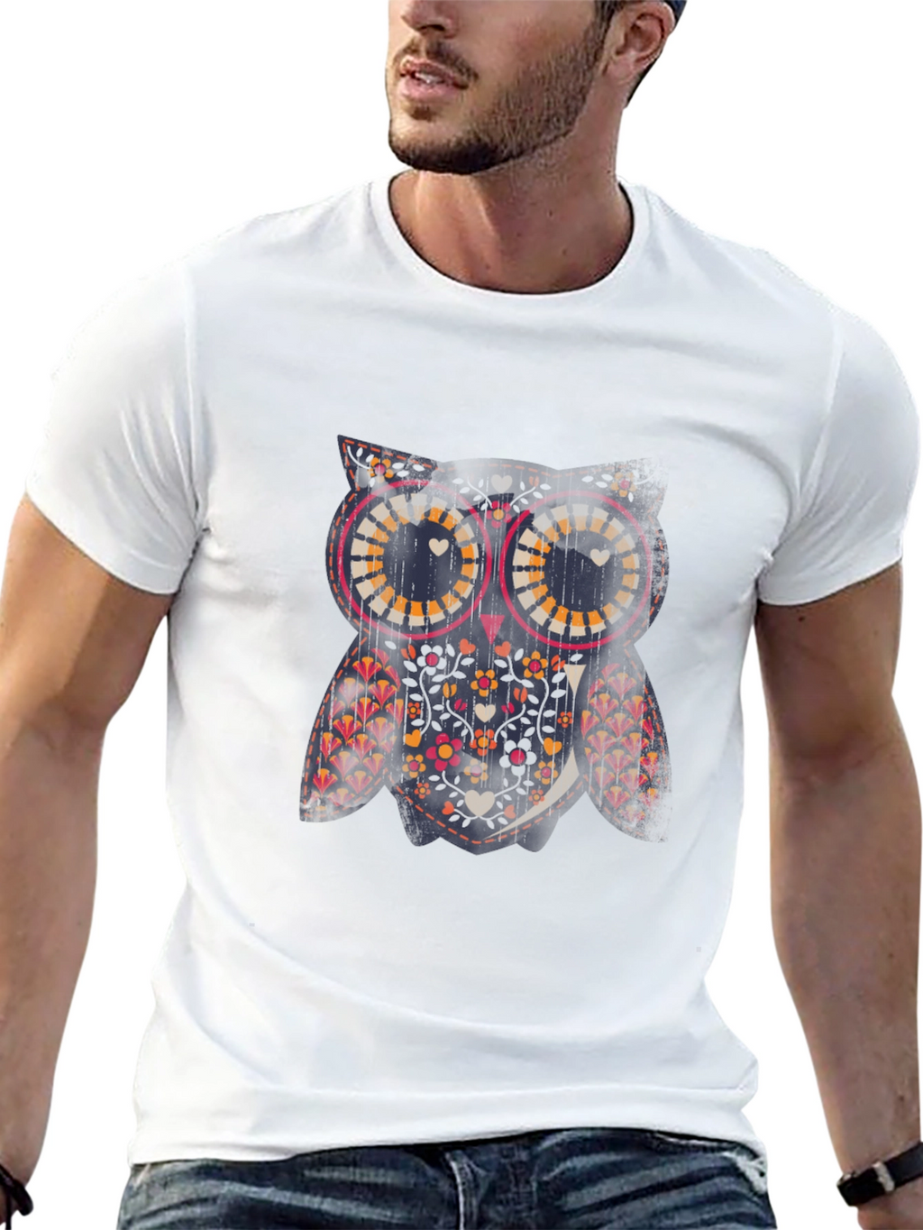 Owl Graphic Print Crew Neck Tee