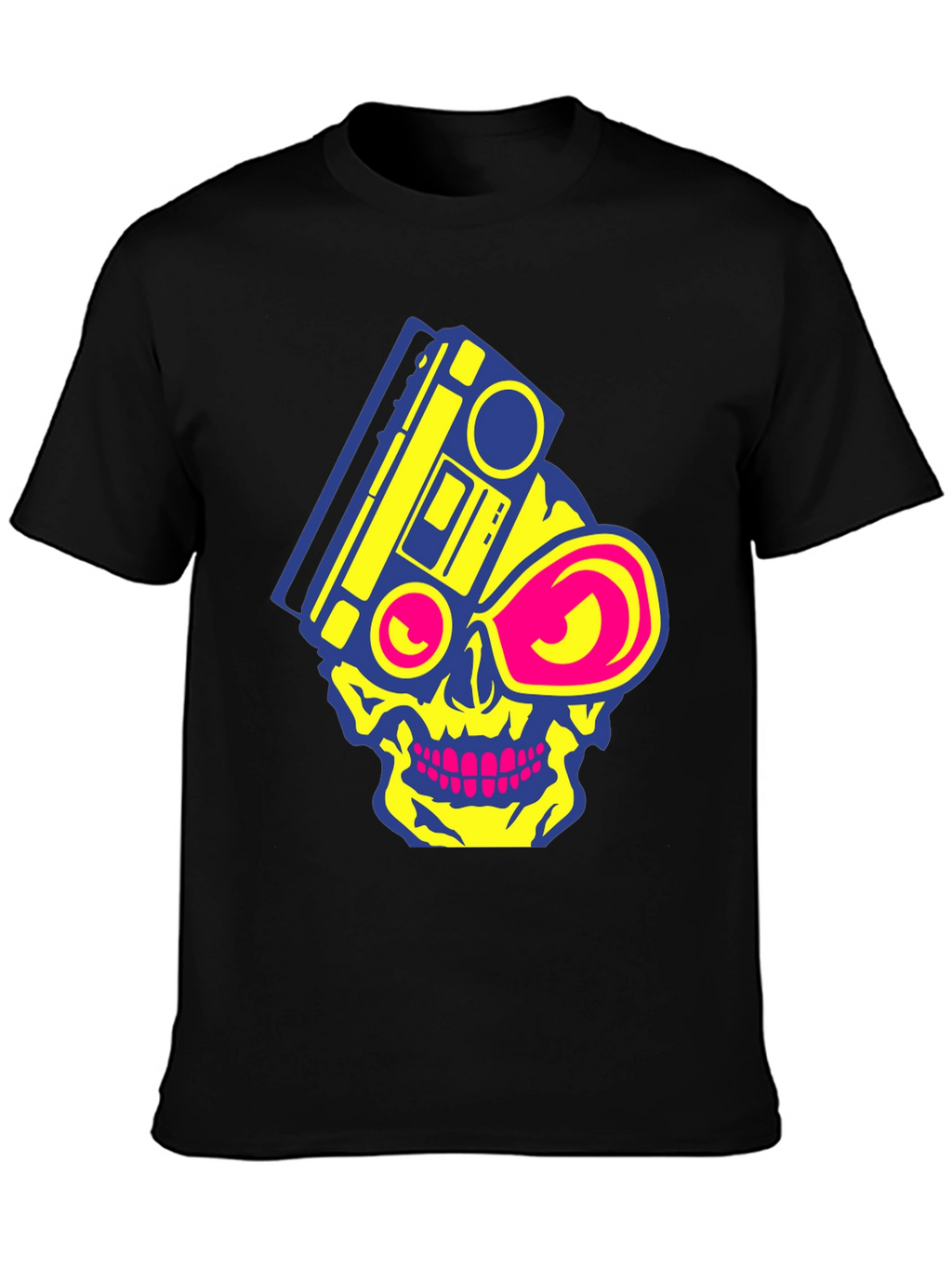 Skull Boombox Graphic Tee - Retro Music Style