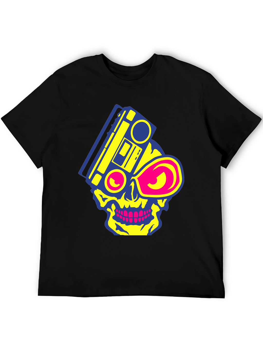 Skull Boombox Graphic Tee - Retro Music Style