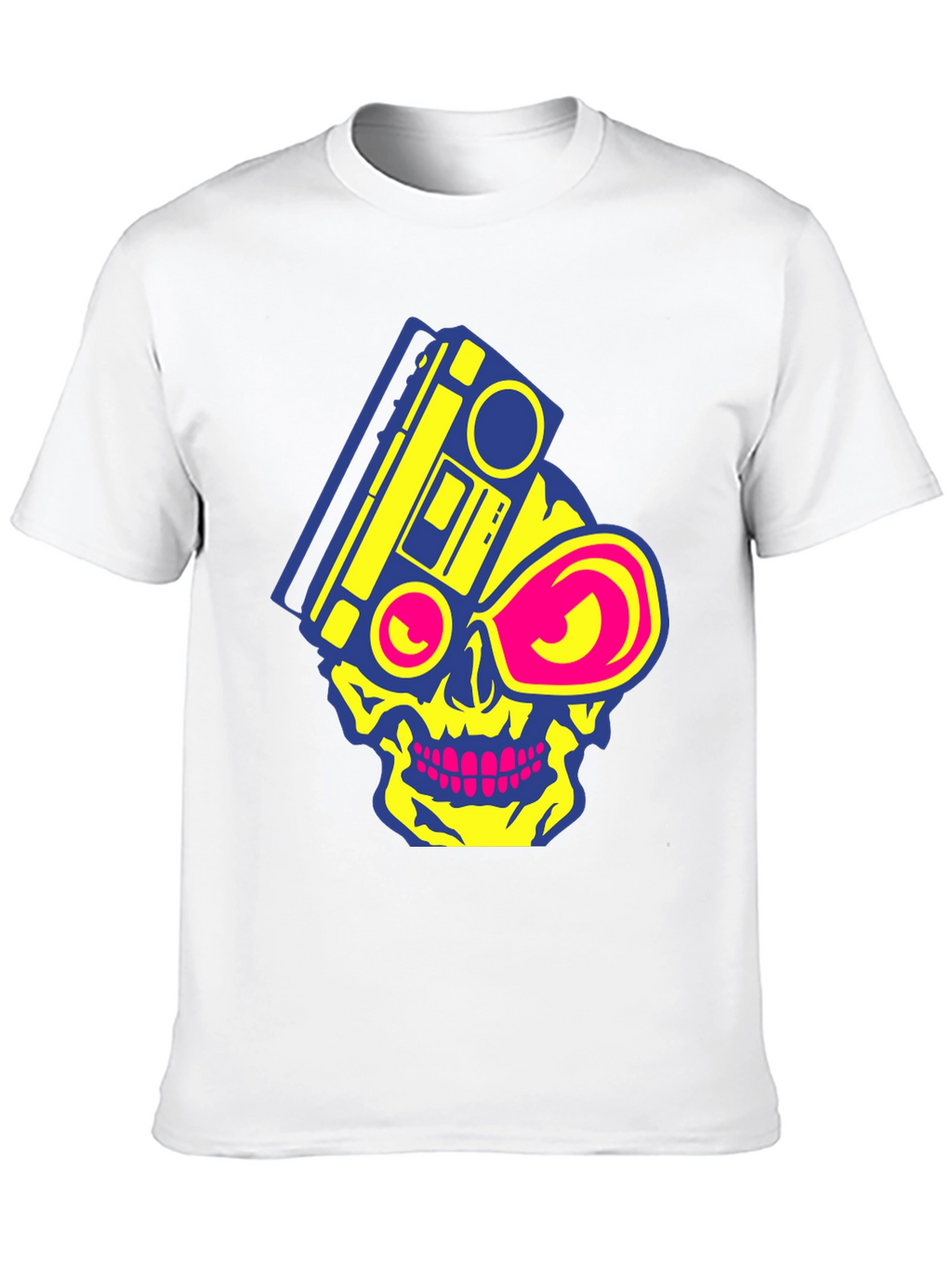 Skull Boombox Graphic Tee - Retro Music Style
