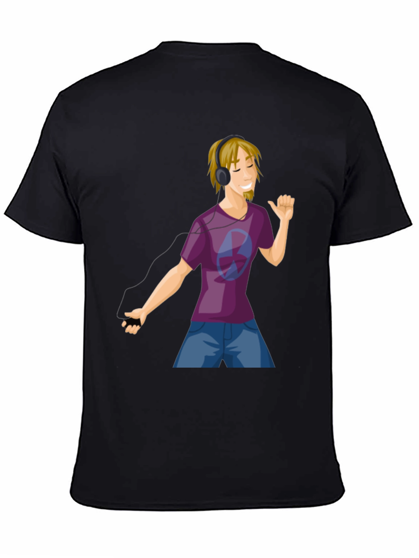 Mans Graphic Tee - Cartoon Music Lover