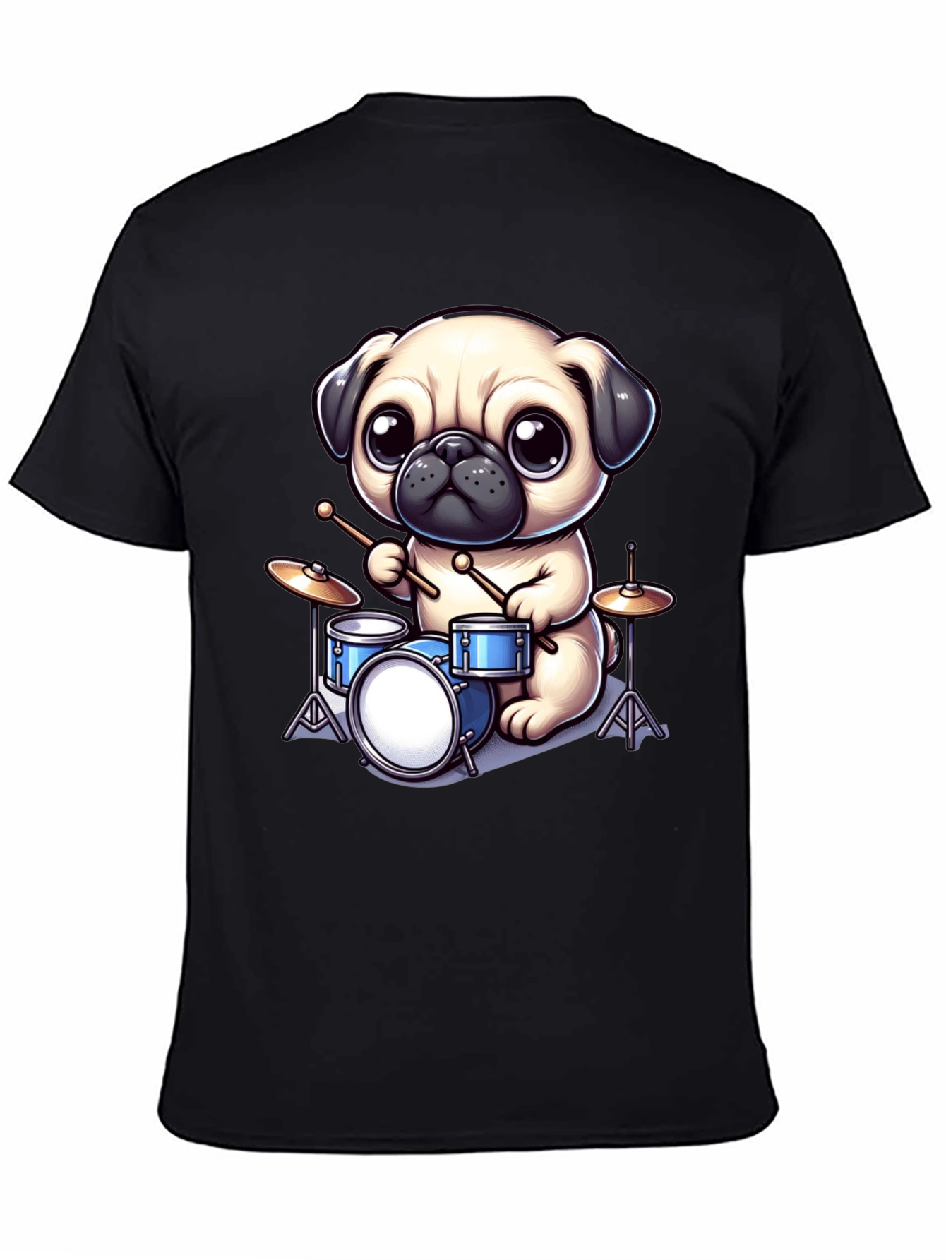Pug Drummer Graphic Tee - Music Lovers T-Shirt