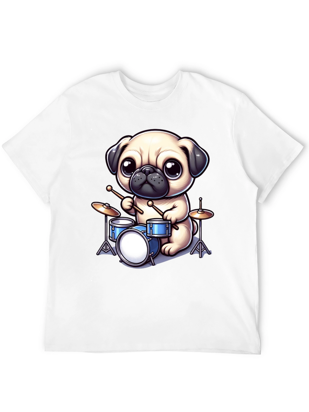 Pug Drummer Graphic Tee - Music Lovers T-Shirt