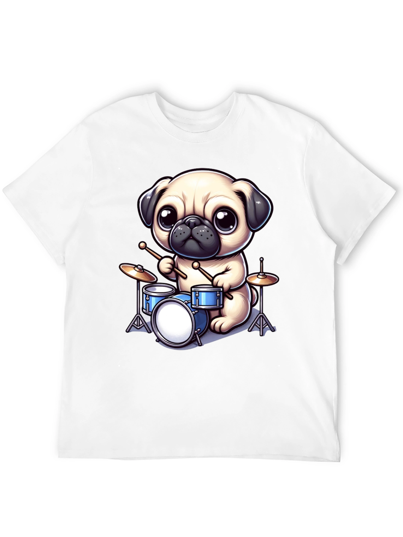 Pug Drummer Graphic Tee - Music Lovers T-Shirt