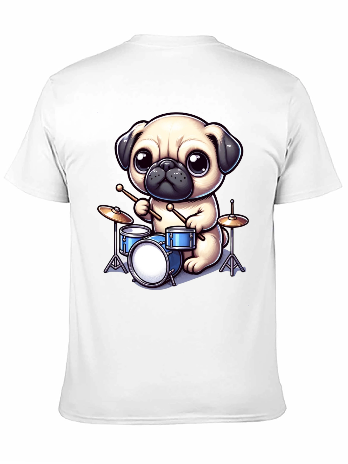 Pug Drummer Graphic Tee - Music Lovers T-Shirt