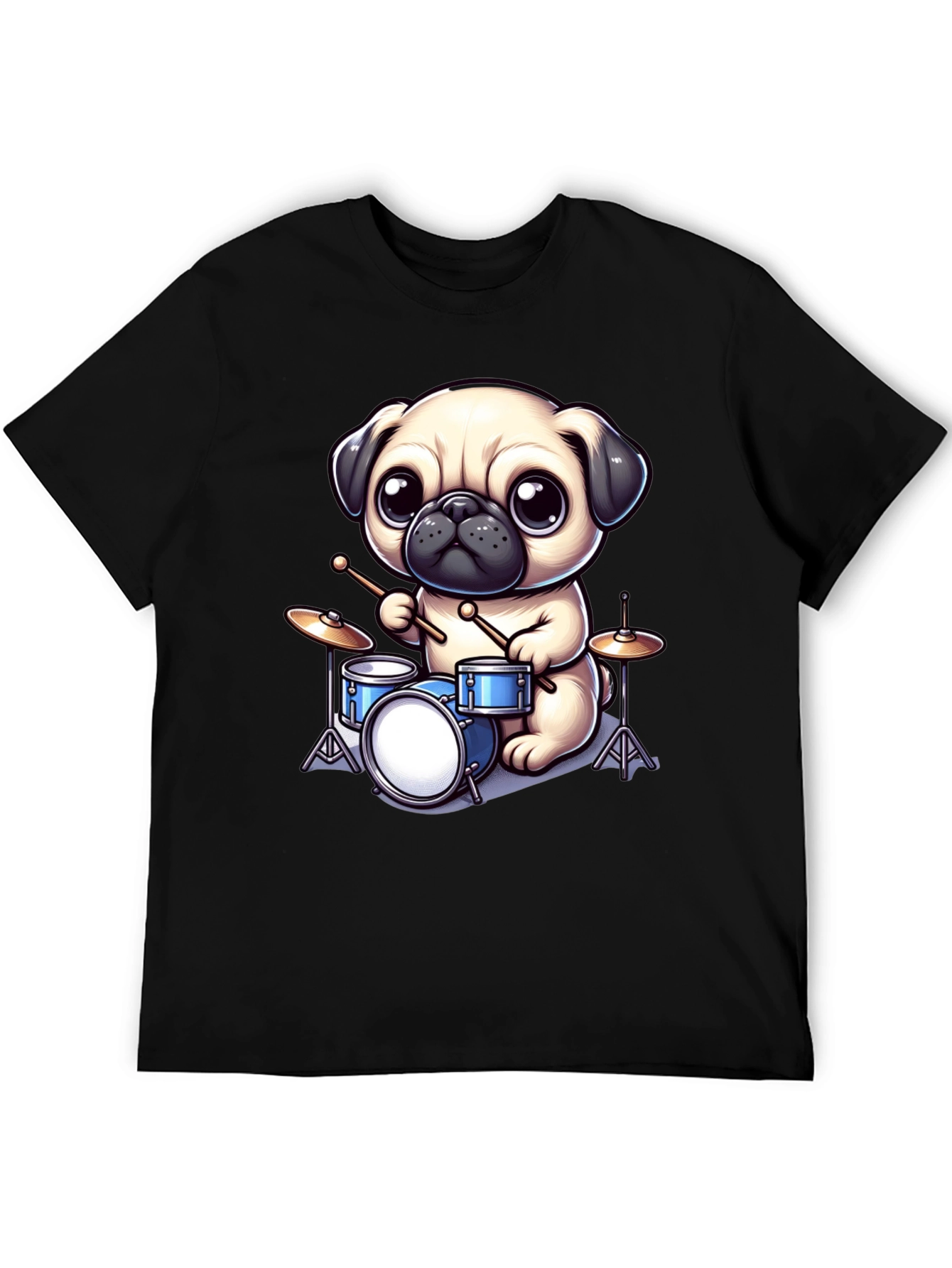 Pug Drummer Graphic Tee - Music Lovers T-Shirt