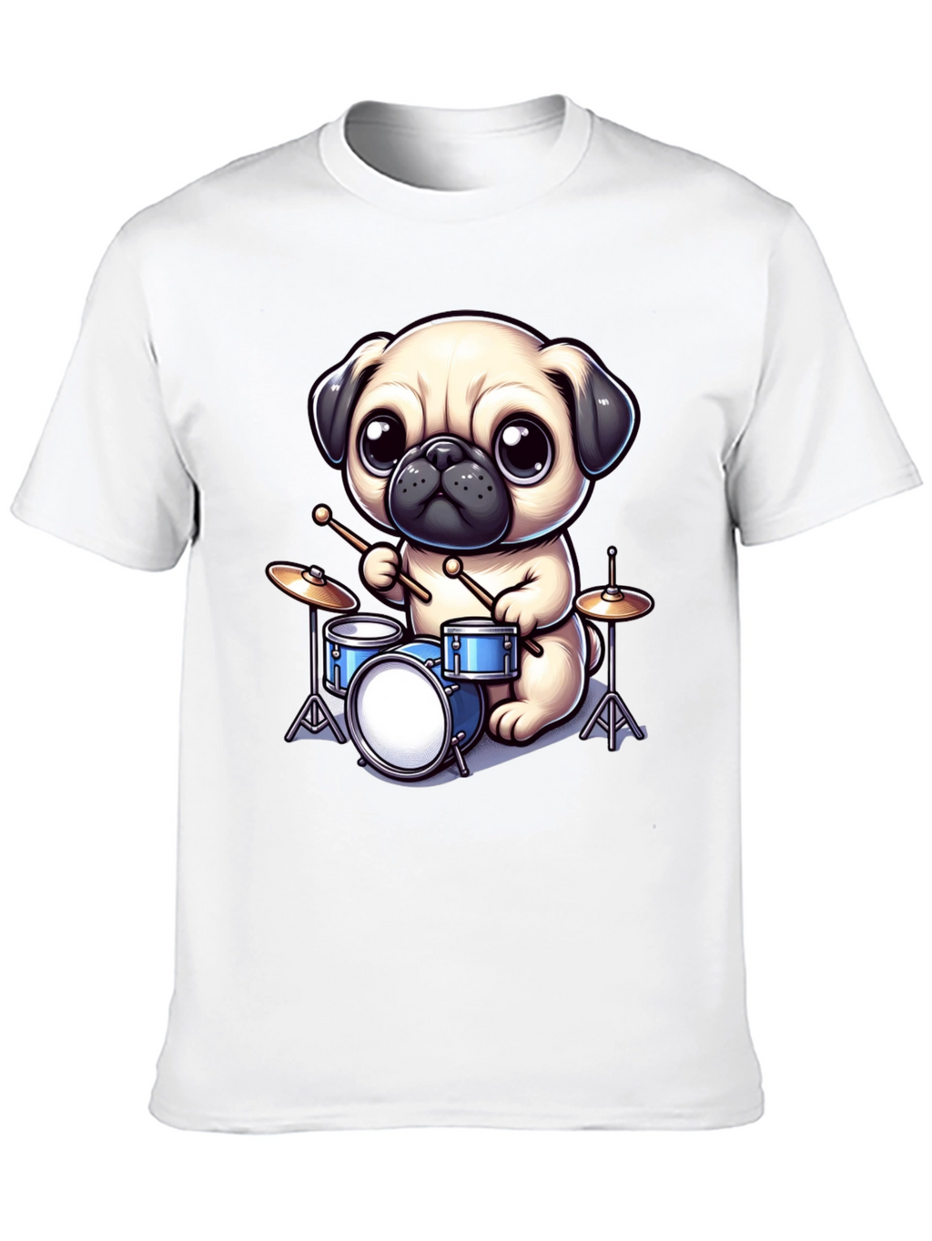 Pug Drummer Graphic Tee - Music Lovers T-Shirt