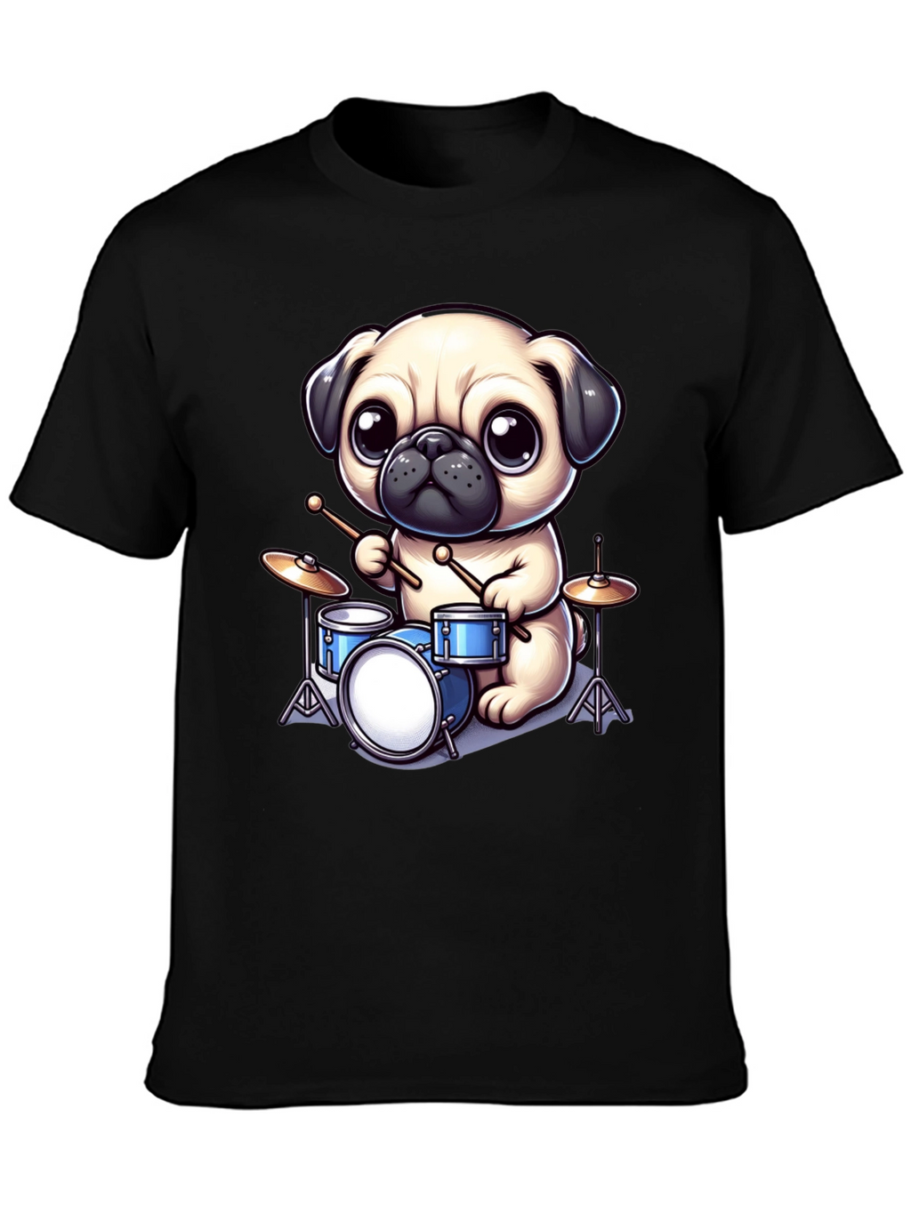 Pug Drummer Graphic Tee - Music Lovers T-Shirt