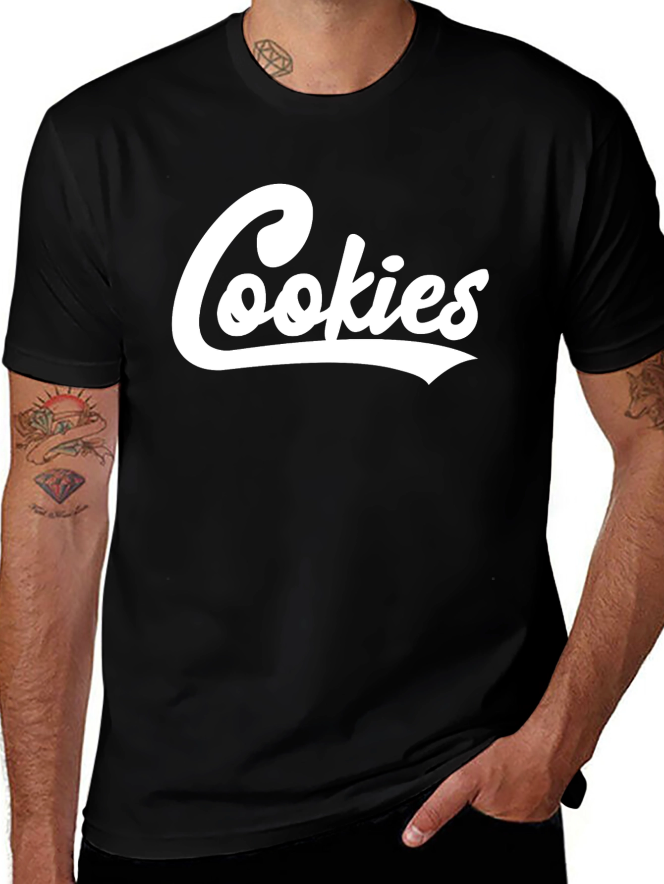 Cookies Graphic Print Black T-Shirt for Men