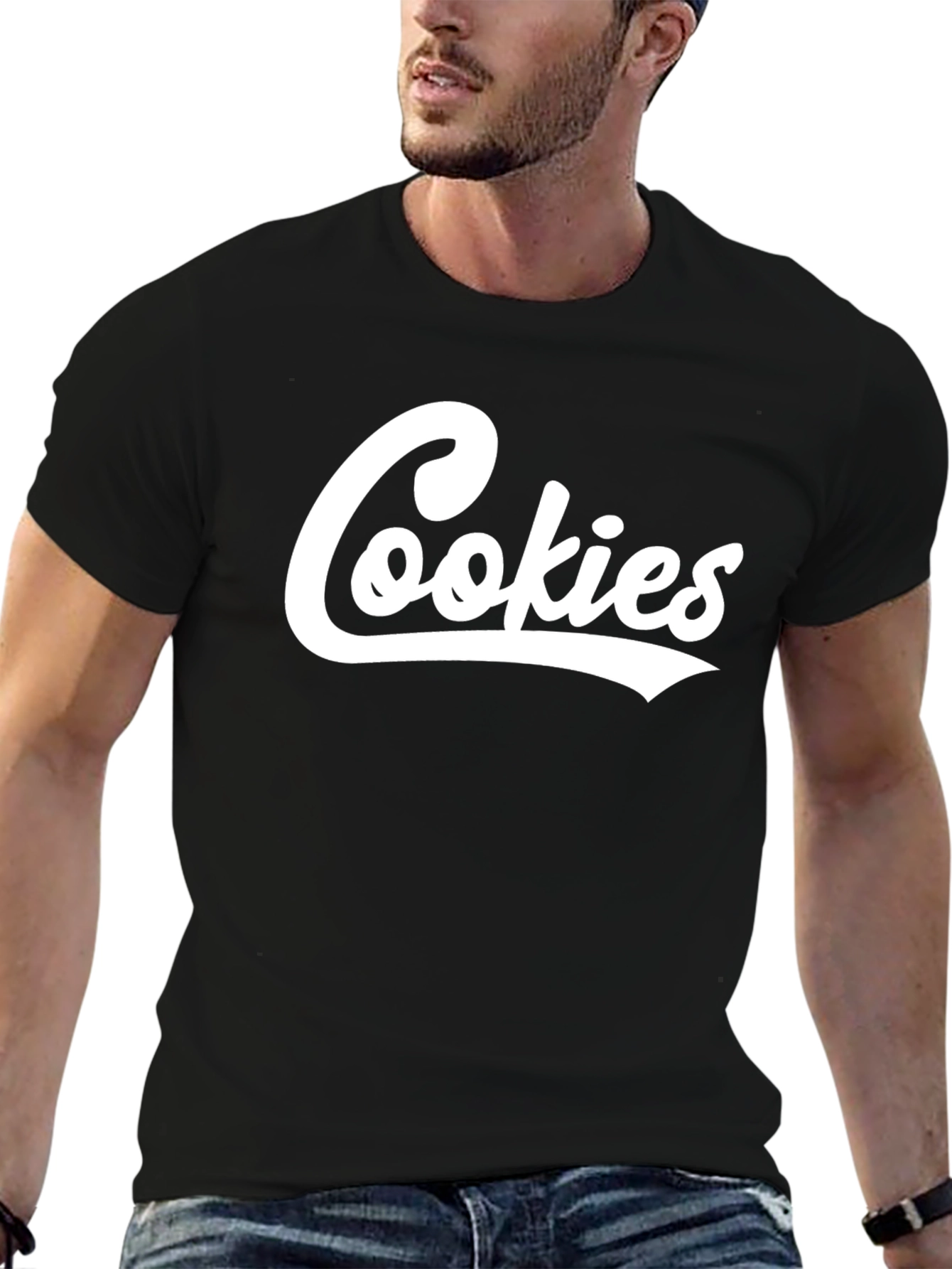 Cookies Graphic Print Black T-Shirt for Men