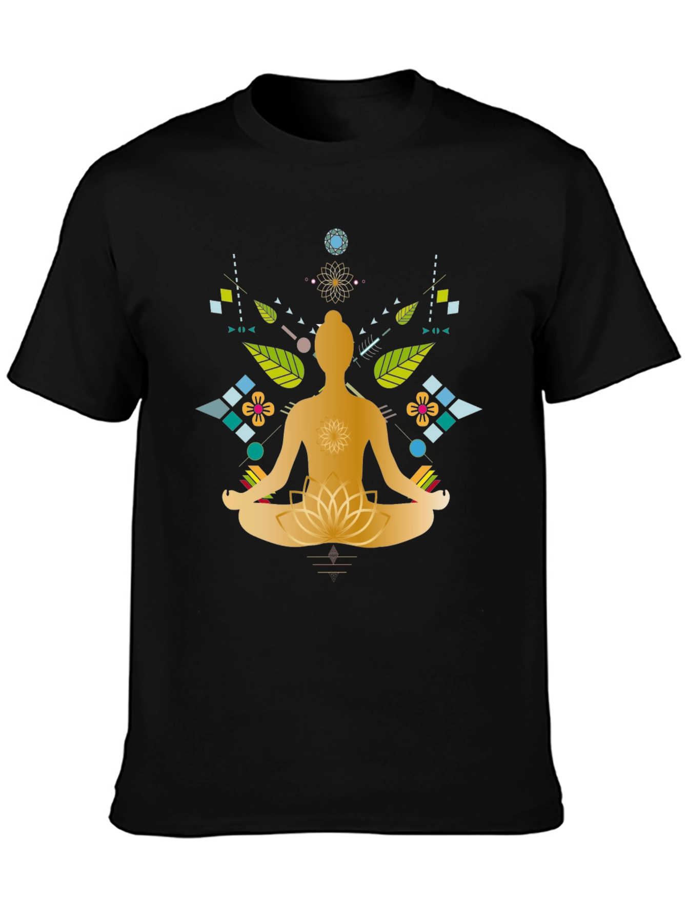 Meditative Lotus Graphic Tee - Black