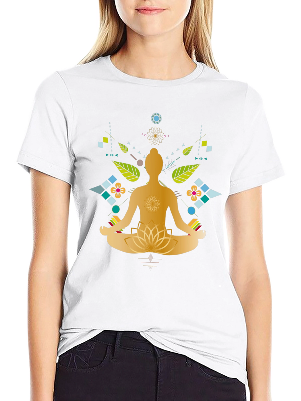 Meditative Lotus Graphic Tee - Black